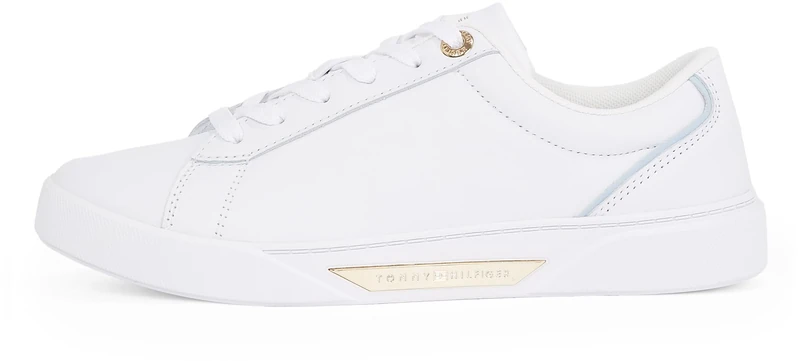 Tommy Hilfiger Women's Chic Leather Court Trainers, White (White), 5