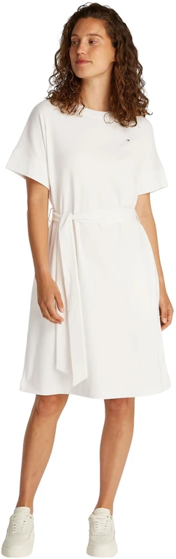 Tommy Hilfiger Women’s Modern Cody Wrap Dress with Waist Belt, White (Ecru), S