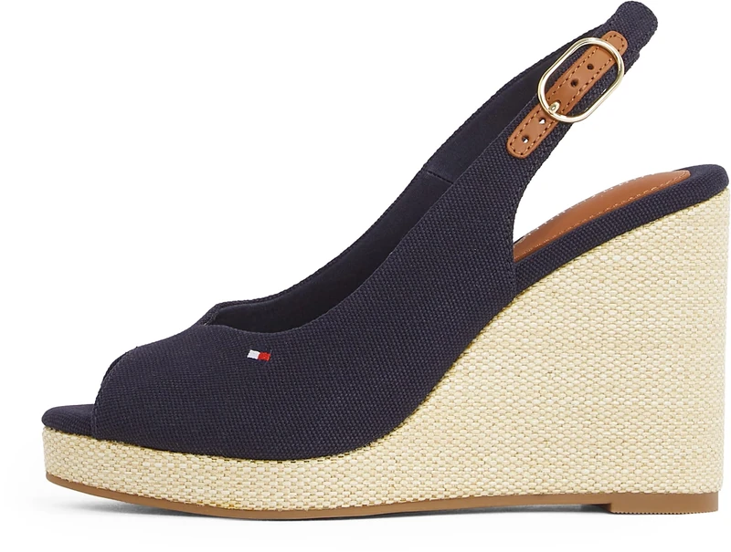 Tommy Hilfiger Women’s Flag High Wedge Slingback Sandals, Blue (Space Blue), 7