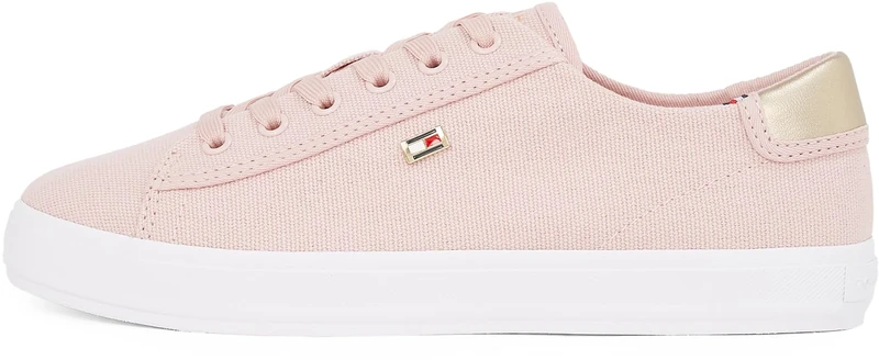 Tommy Hilfiger Women’s Elegant Canvas Lace-Up Vulcanised Trainers, Pink (Foggy Pink), 6
