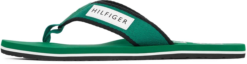 Tommy Hilfiger Men’s Patch Flip Flops with Logo, Green (Nouveau Green), 7