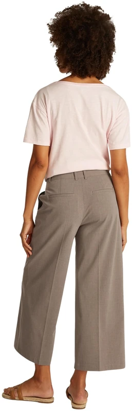 Tommy Hilfiger Women’s Wide Leg Cropped Trousers, Brown (Tundra Brown), 42W