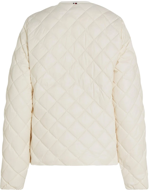 Tommy Hilfiger Women's Collarless Quilted Down Jacket with Button Placket, Off-White (Ivory Petal), XXL