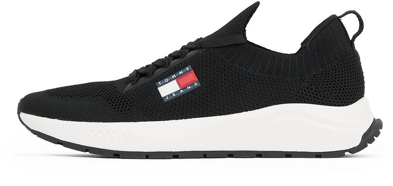 Tommy Jeans Men’s Knitted Low Top Runner Trainers, Black (Black), 11