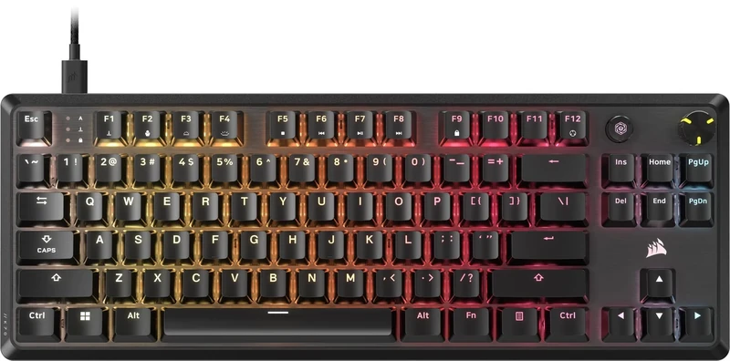 Corsair K70 CORE TKL RGB Tenkeyless Mechanical Gaming Keyboard – Pre-Lubricated MLX Red v2-Linear Switches – Double Layer Noise Reduction – ABS Double-Shot Keycaps – QWERTY NA – Black