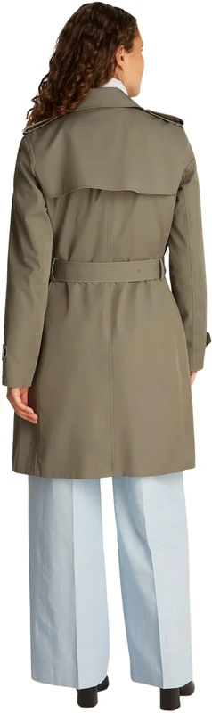 Tommy Hilfiger Women's Cotton Slim Fit Short Trench Coat, Brown (Tundra Brown), 6