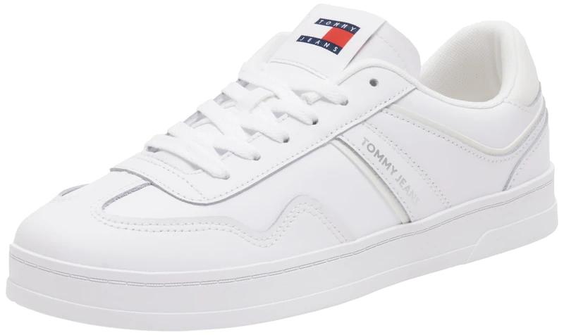 Tommy Jeans Women's Elegant Greenwich Leather Low Profile Trainers, White (White), 6.5