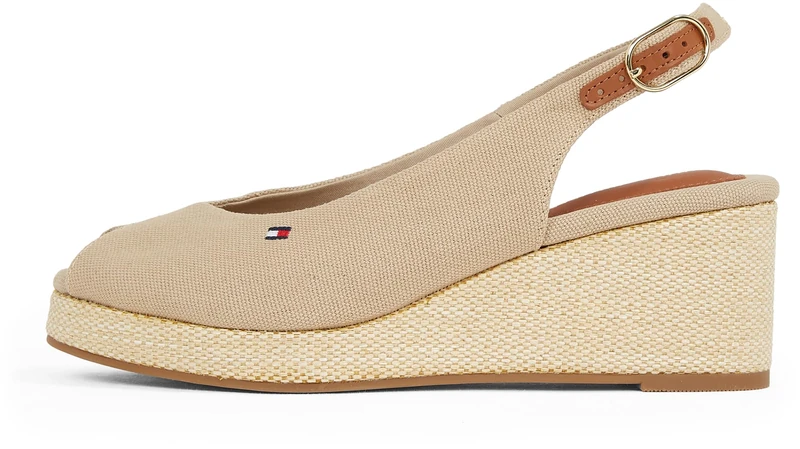 Tommy Hilfiger Women’s Flag Wedge Slingback Espadrilles with Adjustable Straps, Beige (Horseradish), 3.5