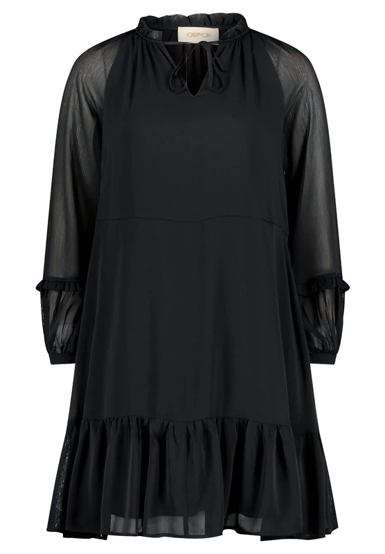 Cartoon Women's Tiered Chiffon Dress, Black, 14