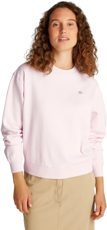 Tommy Hilfiger Women’s Contrast Flag Regular Fit Sweatshirt, Pink (Light Pink), XXXL