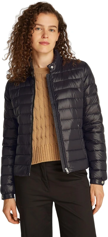 Tommy Hilfiger Women’s Mock Neck Lightweight Quilted Jacket, Black (Black), S