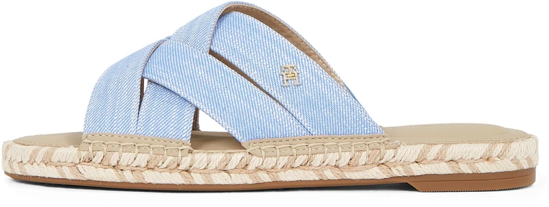 Tommy Hilfiger Women’s Chambray Espadrille Mules, Blue (Blue Spell), 3.5