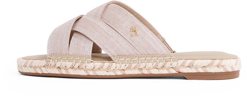 Tommy Hilfiger Women’s Chambray Espadrille Mules, Beige (Horseradish), 3.5