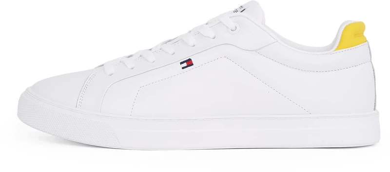 Tommy Hilfiger Men’s Icon Leather Court Trainers, White (White), 10