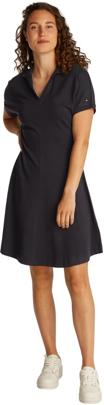 Tommy Hilfiger Women's Lyocell Fit & Flare Polo Dress, Black (Black), XXL