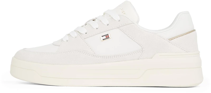 Tommy Hilfiger Women's Essential Basket Low Top Court Trainers, White (Ecru), 3.5