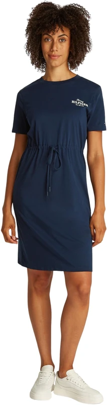 Tommy Hilfiger Women’s Belted T-Shirt Dress, Blue (Dark Night Navy), XXS