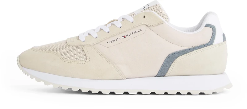 Tommy Hilfiger Men’s New EVA Summer Nylon Pop Suede Runner Trainers, Beige (Beige), 10.5