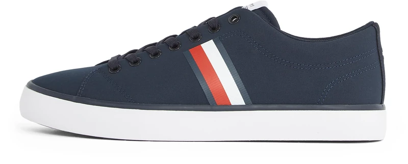 Tommy Hilfiger Men’s Core Stripes Mesh Low Top Vulcanised Trainers, Blue (Desert Sky), 7