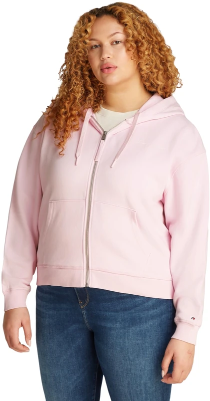 Tommy Hilfiger Women’s Script Zip Cotton Hoodie, Pink (Light Pink), 20