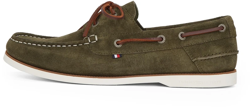 Tommy Hilfiger Men’s Core Suede Boat Shoes, Green (Army Green), 6.5