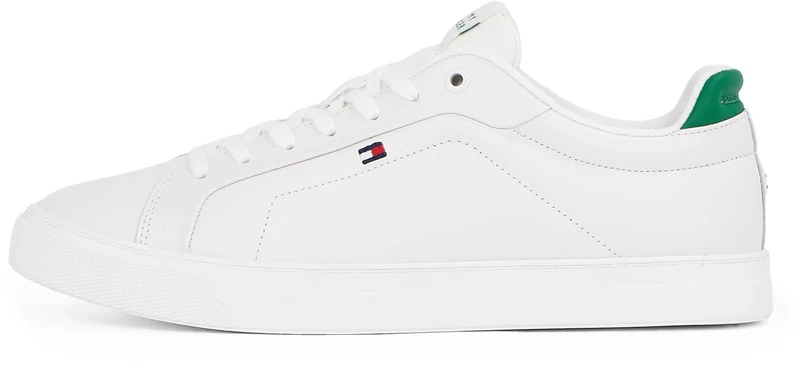 Tommy Hilfiger Men’s Icon Leather Court Trainers, White (Ecru), 6.5