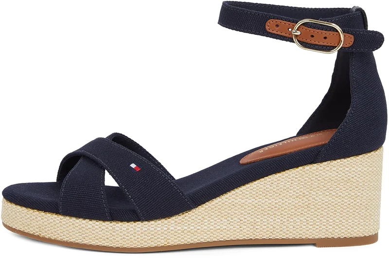 Tommy Hilfiger Women’s Flag Wedge Espadrilles with Ankle Straps, Blue (Space Blue), 6.5