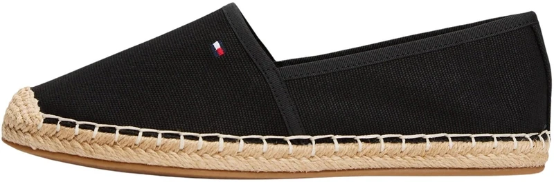 Tommy Hilfiger Women’s Flag Canvas Espadrilles with Logo, Black (Black), 6.5
