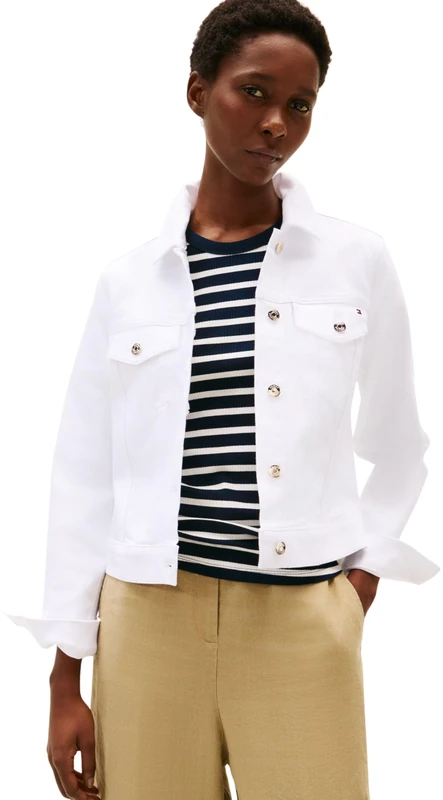 Tommy Hilfiger Women’s Slim Fit Denim Jacket, White (Th Optic White), 6