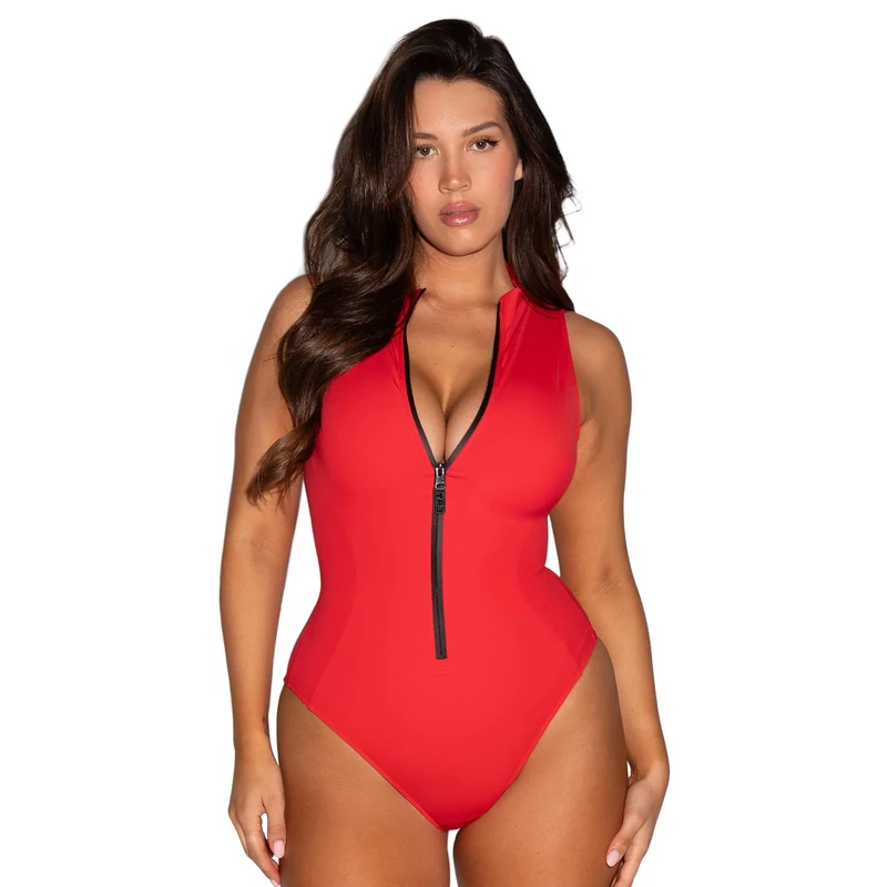 TA3 Sleeveless Surfy Swimsuit for Women - Sculpting & Tummy Control Swimsuits for Women - Patented Construction, Red, S - Image 1