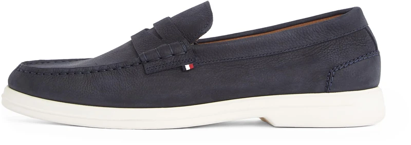 Tommy Hilfiger Men’s Nubuck Leather Loafers, Blue (Desert Sky), 6.5