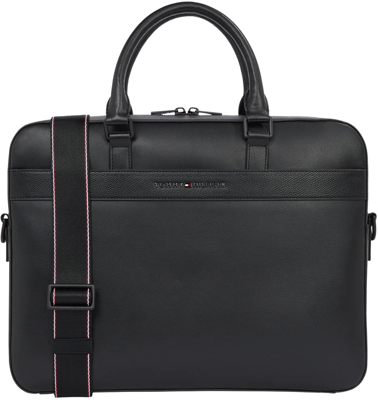 Tommy Hilfiger Men’s Elegant Corporate Laptop Bag, Black (Black), One Size