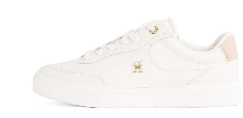 Tommy Hilfiger Women's Essential Chic Leather Court Trainers, Off-White (Ancient White), 3.5