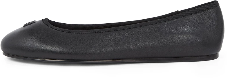 Tommy Hilfiger Women’s Hardware Leather Ballet Pumps, Black (Black), 3.5