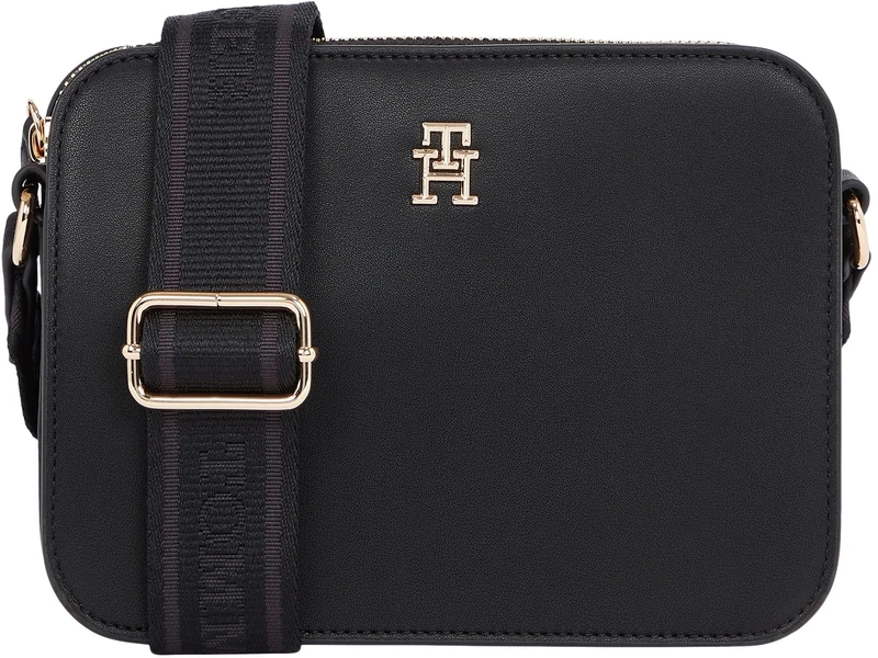 Tommy Hilfiger Women’s Logo Tape Wide Strap Camera Bag, Black (Black), One Size - Image 1