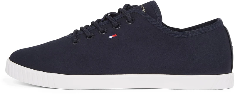 Tommy Hilfiger Women's Canvas Lace-Up Trainers - Blue, Size 3.5 - Image 1