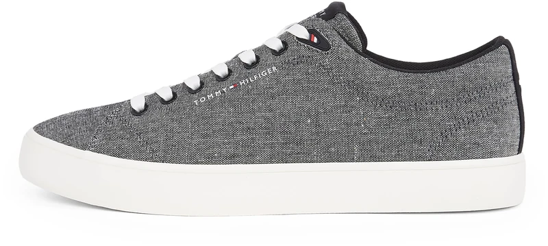 Tommy Hilfiger Men’s Core Chambray Low Top Vulcanised Trainers, Black (Black), 7