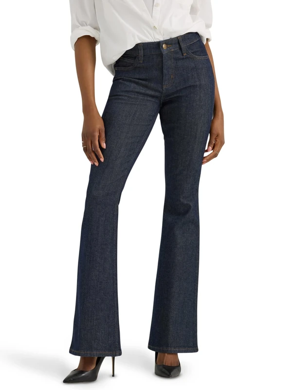 Lee Women's Legendary Mid Rise Flare Jean, Indigo Warrior, 10 Short