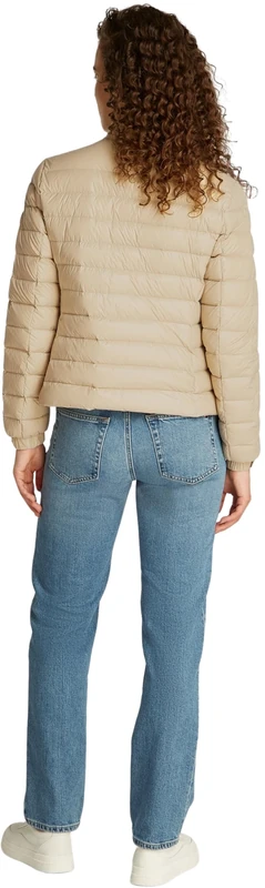 Tommy Hilfiger Women’s Mock Neck Lightweight Quilted Jacket, Beige (Sandalwood), XXL