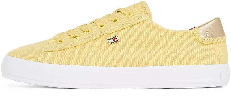 Tommy Hilfiger Women’s Elegant Canvas Lace-Up Vulcanised Trainers, Yellow (Meringue), 4 - Image 1