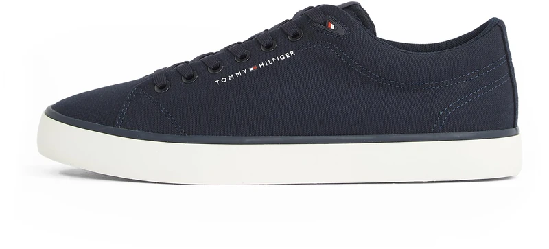 Tommy Hilfiger Men’s Core Canvas Low Top Vulcanised Trainers, Blue (Desert Sky), 11