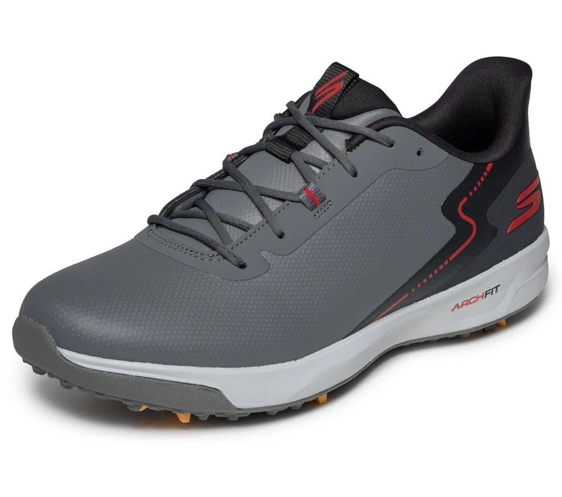 Skechers Men's Elite 6 Slip in Arch Fit Spikeless Golf Shoe Sneaker, Charcoal, 7 UK