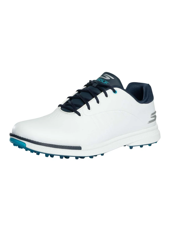 Skechers Men's Tempo Waterproof Lightweight Golf Shoe Sneaker, White/Navy Spiked, 8.5 UK Wide
