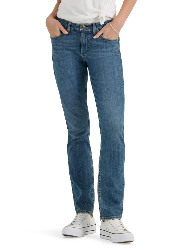 Lee Women's Legendary Mid Rise Straight Leg Jean, Indigo Luster, 14 Long