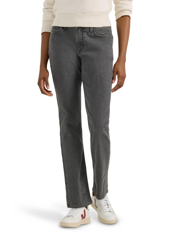 Lee Women's Legendary Mid Rise Straight Leg Jean, Washed Black, 20 Short