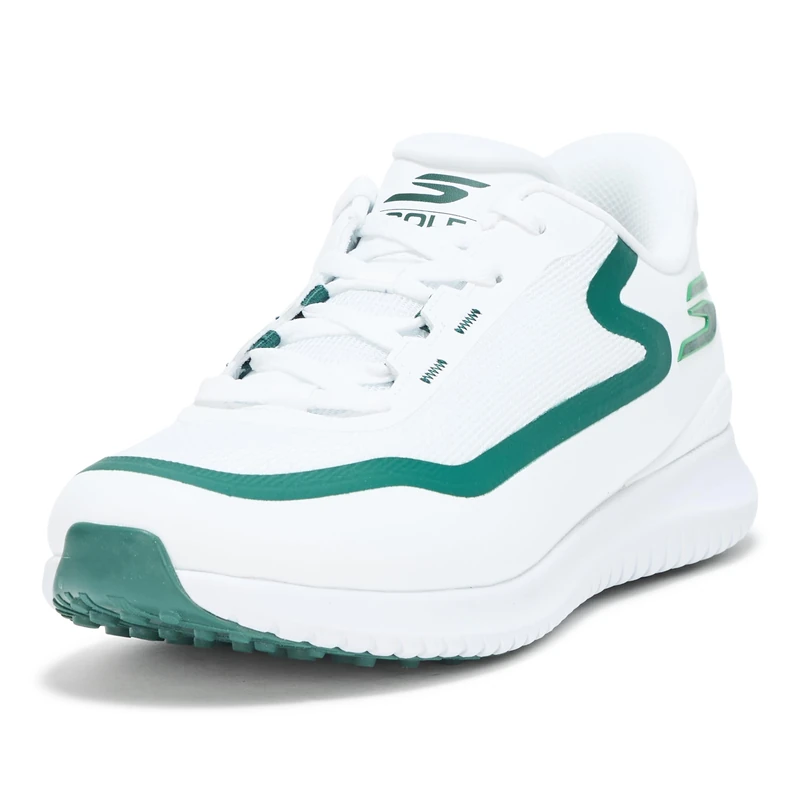 Skechers Men's Flite Spikeless Slip-in Golf Shoe Sneaker, White/Green, 10 UK Wide