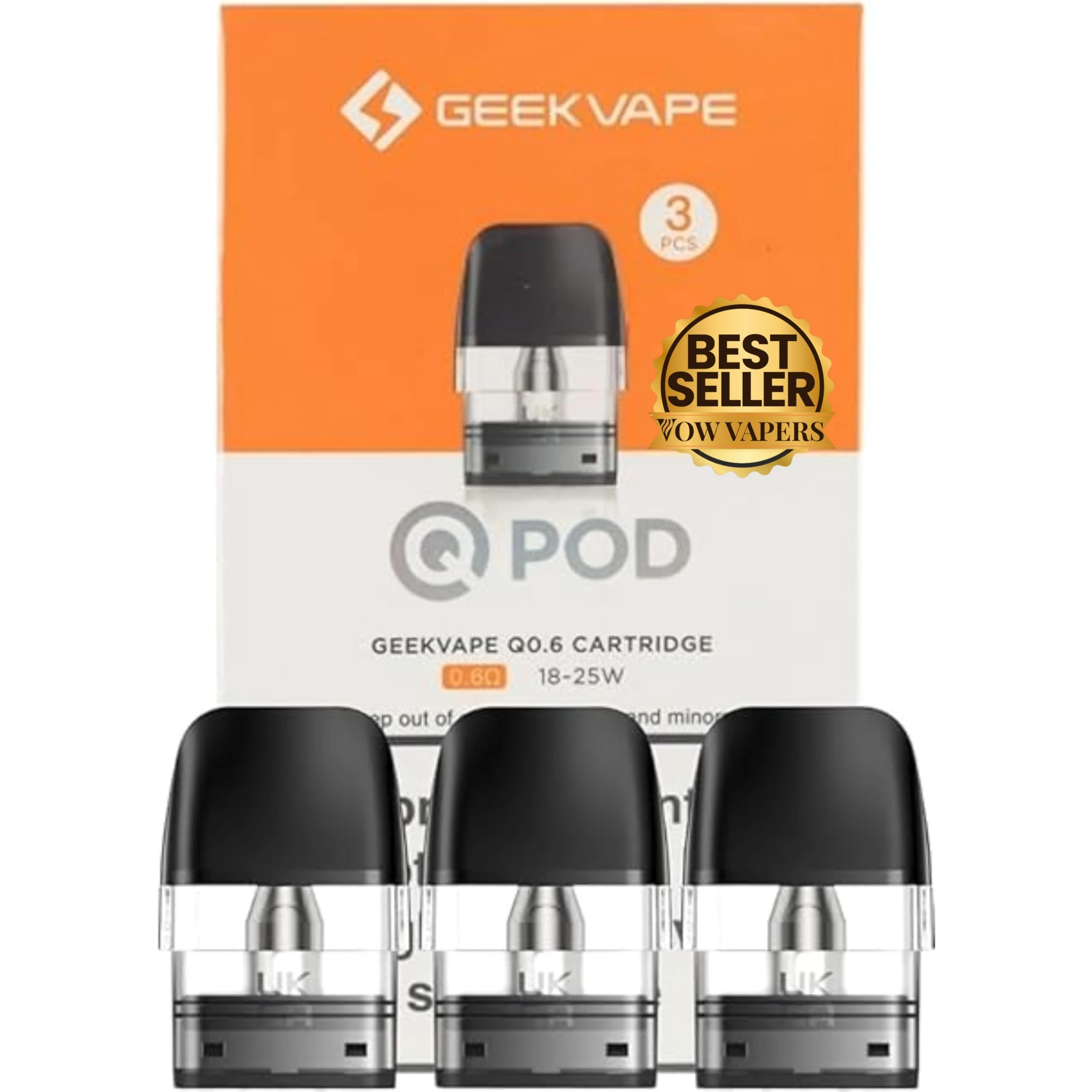 Geekvape Q Pods - Nicotine Free - Compatible With Geek Vape Sonder Q, Wenax Q, Wenax Q Mini, Digi Q, AQ Kit - Replacement Pod, E-Cigarettes - No Nicotine - 3 Pack (0.6ohm)
