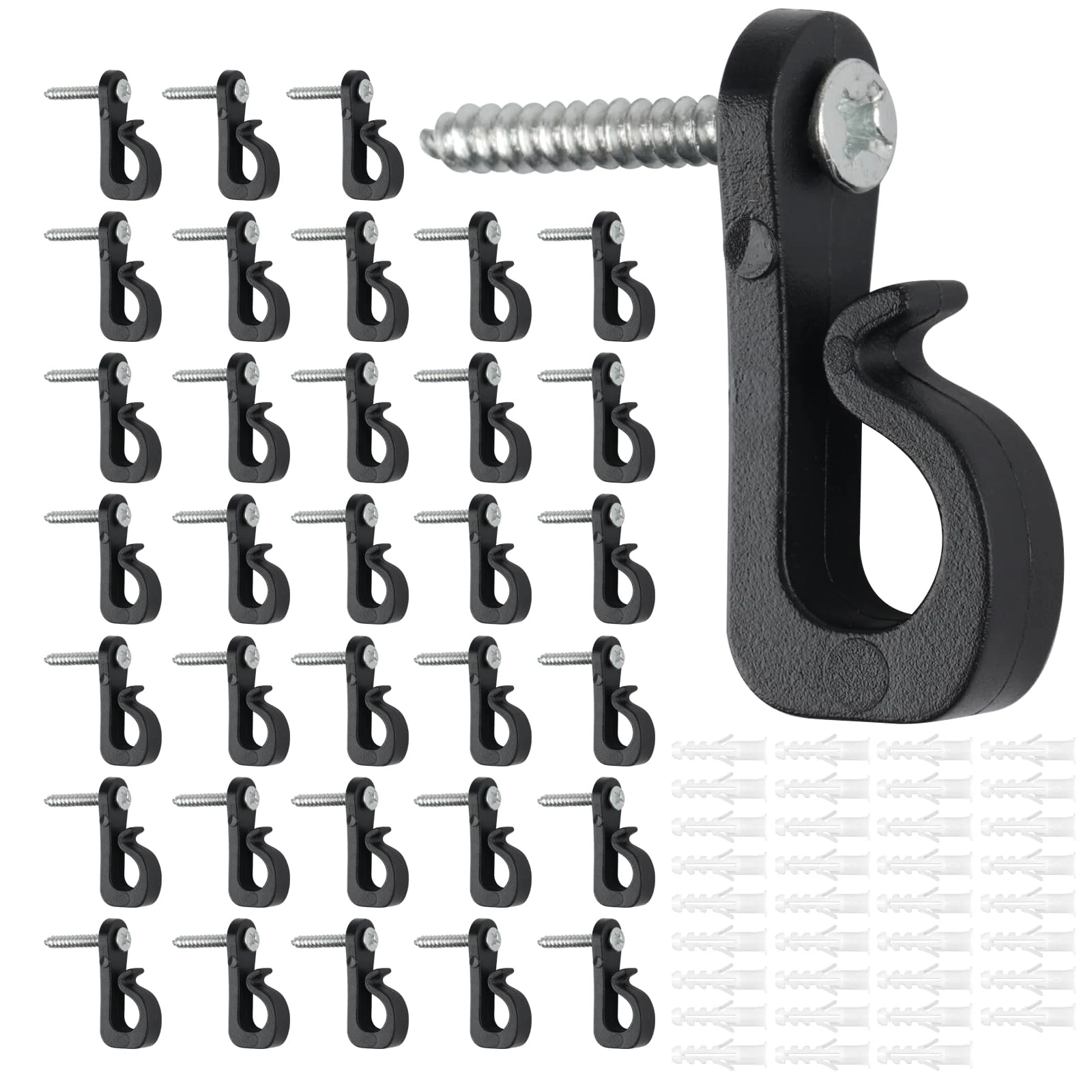 Moosono Q-Hanger 35 Pcs Screw-in Hooks，Fence Hooks for Outdoor Lights, Outdoor Hook, Fence Hanging - Home and Garden Use