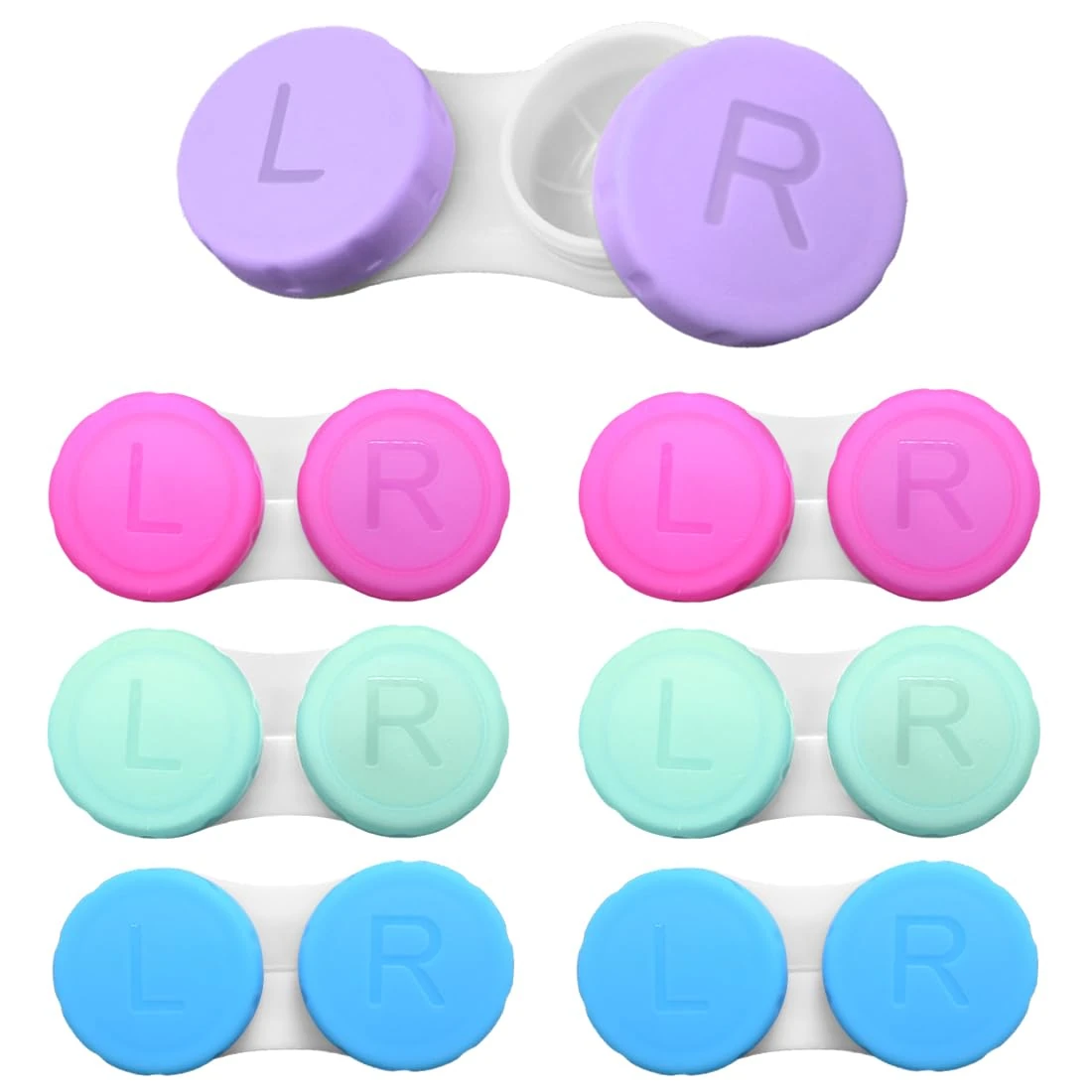 LICQIC 20 Packs Contact Lens Cases with Left/Right Caps, Contact Lenses Holder Box, Portable Leak-Proof Contact Lens Container for Home Travel Outdoor, 4 Colors