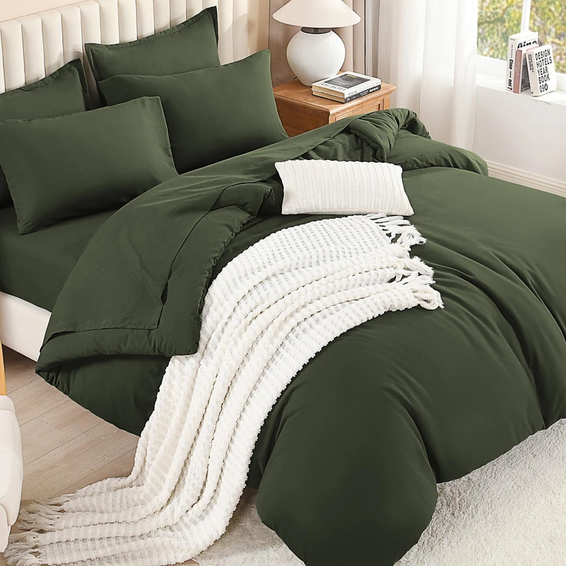 Litanika Olive Oversized King Comforter with Sheets - 7 Pcs Bed in a Bag
